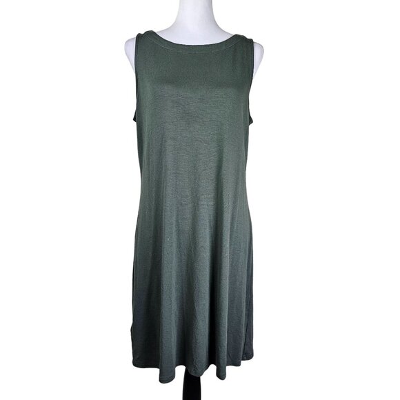 Tommy Bahama Sleeveless Green Dress Sz L Exposed Back Zip Stretch Modal Blend - Picture 1 of 6